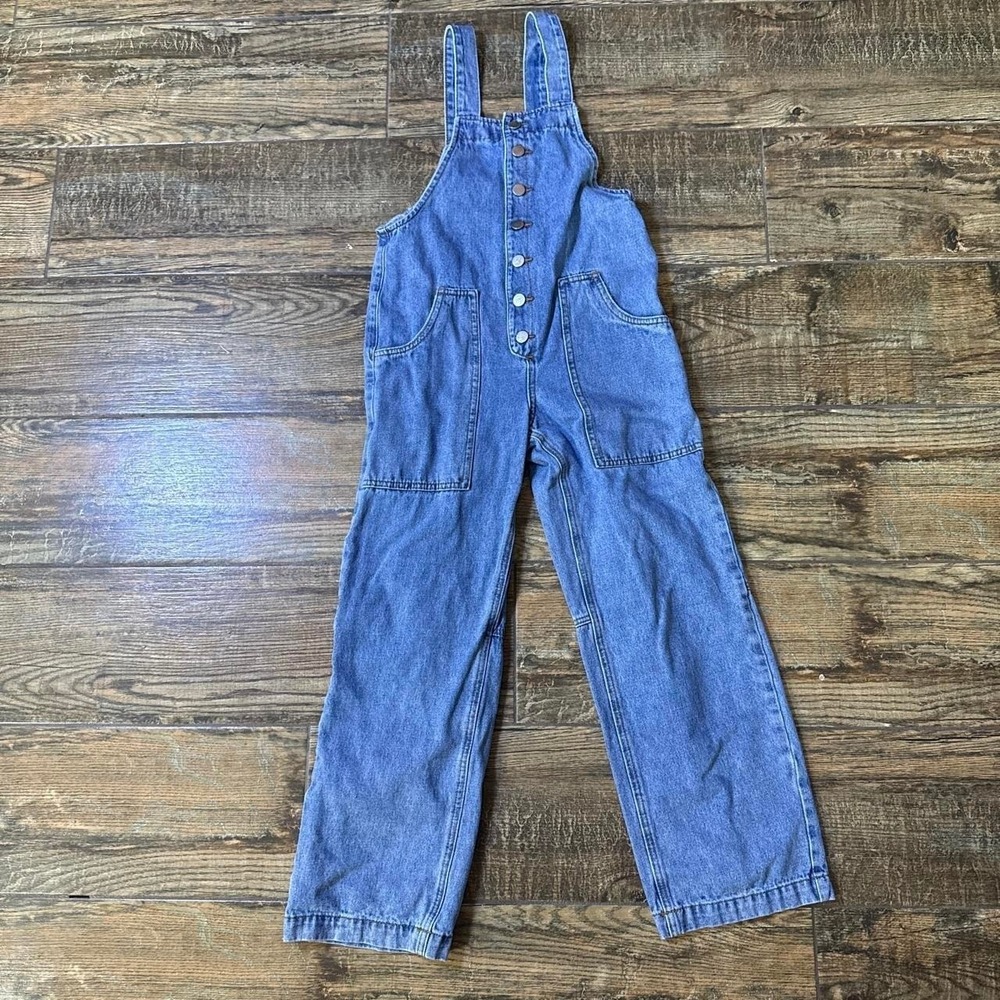SHEIN Blue Denim Overalls Relaxed Fit Teen Size 13 Casual Bib Jeans